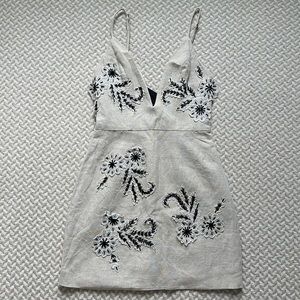 Linen Embroided NBD mini dress